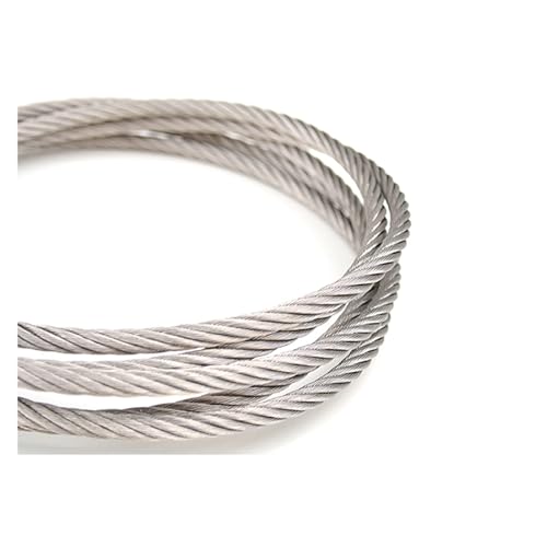 Edelstahldraht 1-5 Meter 1 mm 1,2 mm 1,5 mm 2 mm 2,5 mm 3 mm 4 mm 5 mm 304 Stahl Drahtseil Kabel Wäscheleine rostfrei 304 Edelstahl 7 * 19 Wire (Size : 2.0mm (5Meter)) von WLTYSM