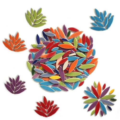 Mosaiksteine 100 g unregelmäßige Keramik-Mosaikfliesen, mehrfarbige Blütenblatt-Mosaikfliesen, DIY-Mosaikherstellungssteine ​​für Handwerk, Hobby, Kunst, Wanddekoration (Color : Mixed) von WLTYSM