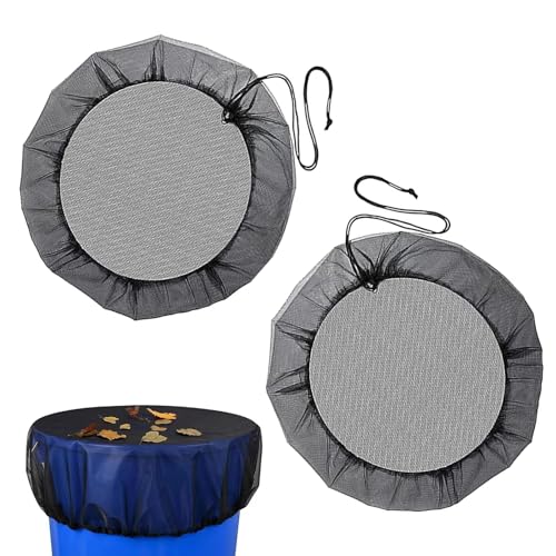 WLUOS 2 Stück Verstellbares Regentonnennetz, 80cm Durchmesser, Hochwertige Regentonne Abdeckung, Schutznetz Regentonne, Schwarz, Polyester, Rund von WLUOS