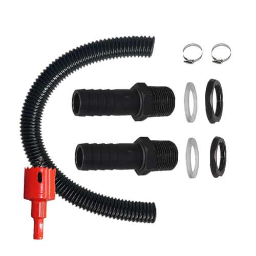 WLUOS Regentonnen Verbinder Set,Regentonnendurchführung 1.57 Zoll (40mm) Regentonnen Verbindungsset Regentonnen Anschluss mit 500 mm Verbindungsschlauch Lochöffner überlauf Regentonne für Wassertanks von WLUOS