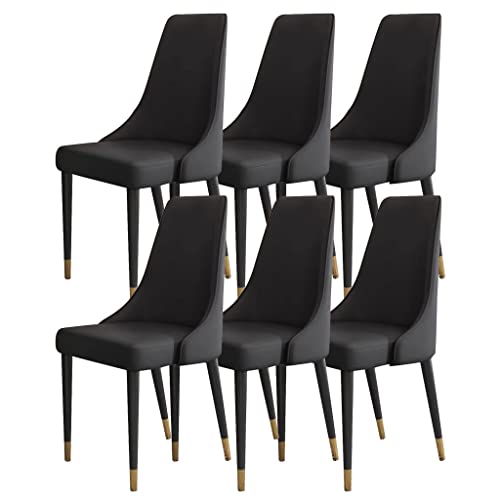 Esszimmerstuhl mit Holzbeinen, 6er-Set, Mikrofaser-Leder, Küche, Wohnzimmer, Beistellstühle, ergonomischer Sitz (Farbe: schwarz) von WLUos