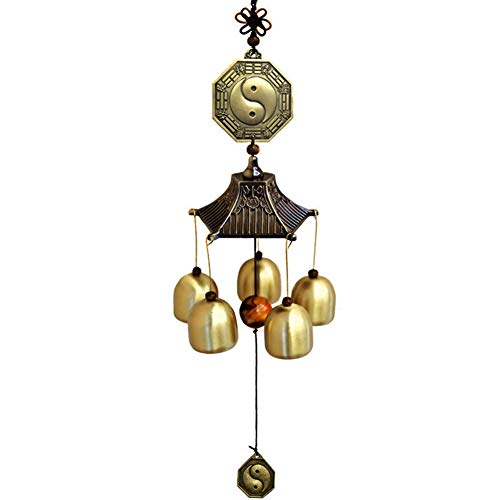 Feng Shui Windspiele, Yin Yang Gossip Windspiele Klassische Vintage China Style Hanging Decor 5 Bells Window Garden Decoration,Messing Feng Shui Windspiele, Yin Yang Gossip Windspiele Klassische Vintage China Style Hanging Decor 5 Bells Window Garden Decoration,Messing von WLVG