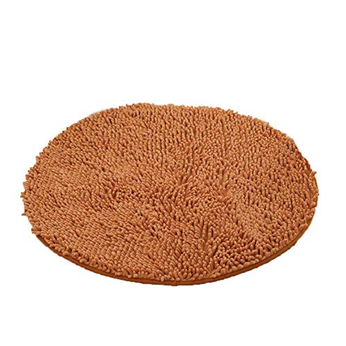 Runder Dicker Teppich, Chenille Badezimmerteppichmatte rutschfeste saugfähige Badematte Weiche Mikrofasertürmatte Bodenmatte Für Schlafzimmer Badezimmer-Champagner Durchmesser 140 cm (55 Zol von WLVG