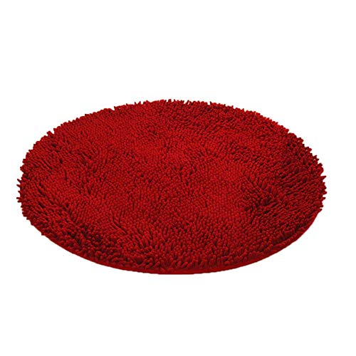Runder Dicker Teppich, Chenille Badezimmerteppichmatte rutschfeste saugfähige Badematte Weiche Mikrofasertürmatte Bodenmatte Für Schlafzimmer Badezimmer Rotwein Durchmesser 100 cm (39 Zoll) von WLVG