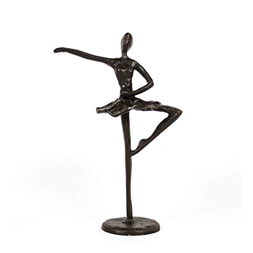 WLVG Ballett tanzende Skulptur, Eisen Ballett Mädchen Statuen Ballerina Figur für Home Desktop Ornament, Bronze, 13x6x19cm von WLVG