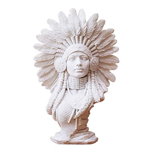 WLVG Harz Portraits Home Decoration Skulptur Figur, Moderne Kunst Handwerk Skizze Übungsraum Dekor, Büste Statue Kopf Statue weibliche Indianer 30cm von WLVG