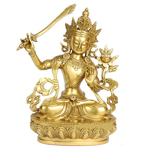 WLVG Manjushri Buddha Statue Figur Ornamente Messing Gott der Weisheit Skulpturen Home Office Religiöse Dekoration Geschenk,Messing von WLVG