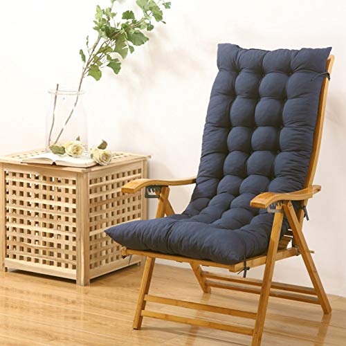 WLVG Schaukelstuhlkissen, Papasan Bankkissen Verdicken Büro verlängern Klappstuhl Schaukelstuhl Korbsessel Bambusstuhl Pads-Navy 48x120cm (19x47inch) von WLVG