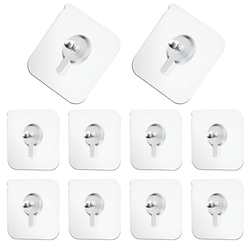10 Stück Transparent Klebe Schrauben,Klebeschrauben,Klebehaken Extra Stark,Wandbefestigung Ohne Bohren,Bildaufhänger Selbstklebend,Klebenägel für Bilderrahmen,Magische Haken,Küche,Badezimmer,Duschraum von WLVinson