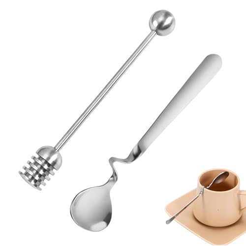 2 Stück Honiglöffel Edelstahl,Hängender Marmeladenlöffel,Jamlöffel Sirup Stick Dipper,Honig löffel,Rührlöffel und Sticks,Rührer Gerader Griffstab,Honigspender,löffel Langer Stiel für Marmelade,Joghurt von WLVinson