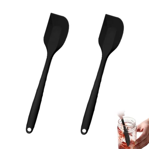 2 Stück Restelöffel,Teigschaber Klein,Hitzebeständiger Kochlöffel Silikon,Antihaft Silikonlöffel,Teigschaber Schmal,Servierlöffel,Nahtloses Einteiliges Silikonspatel,Pfannenwender,Spatel,Teigspachtel von WLVinson