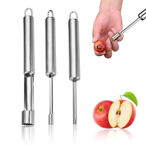 3 Stück Apfelentkerner,Apfelausstecher Edelstahl,Apfelkernausstecher ｍit Edelstahlklinge,Apfelstecher Entkerner für Obst und Gemüse,Entfernt Kernhausausstecher,Praktischer Apfelschneider Entkernen von WLVinson