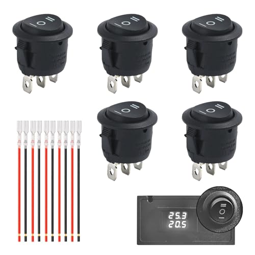 5 Stück Kippschalter 3 Positionen,Wippschalter 12v 3 Polig,Kippschalter 12v Eingebettet Runde mit Draht,Ein-Aus-Ein Wechselschalter Rund,3Pins Einbauschalter Einrastbare für Auto Boot Haushaltsgeräte 5 Stück Kippschalter 3 Positionen,Wippschalter 12v 3 Polig,Kippschalter 12v Eingebettet Runde mit Draht,Ein-Aus-Ein Wechselschalter Rund,3Pins Einbauschalter Einrastbare für Auto Boot Haushaltsgeräte von WLVinson