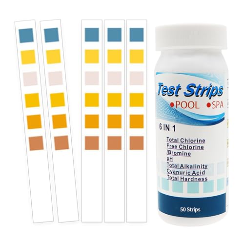 50 Stk PH Teststreifen,6-in-1 Pool Tester PH und Chlor Wert Messgerät,Pooltester Messen,Streifen Wassertester Aquarium,Messstreifen Poolwasser für Cyanursäure Pool Messen,Alkalinität,Wasserhärte Teste 50 Stk PH Teststreifen,6-in-1 Pool Tester PH und Chlor Wert Messgerät,Pooltester Messen,Streifen Wassertester Aquarium,Messstreifen Poolwasser für Cyanursäure Pool Messen,Alkalinität,Wasserhärte Teste von WLVinson
