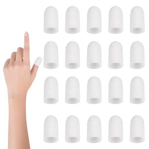 20 Stück Fingerlinge Silikon,Fingerkuppenschutz,Fingerschutz bei Verletzung,Fingerkuppenpflaster Wasserfest,Finger Schutz,Fingerpflaster Kuppe,Pflaster Fingerkuppe,Fingerling für Verletzung (Weiß) von WLVinson