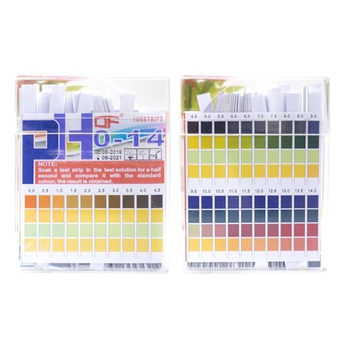 100 Stück PH Teststreifen Vierfarbiges Säure-Base-Testpapier für Wasser,Aquarium,Urin und Mehr,Präzise PH Messung,Großer Testbereich,Ideal für Haushalt,Aquaristik & Gesundheitschecks (PH 0-14) von WLVinson