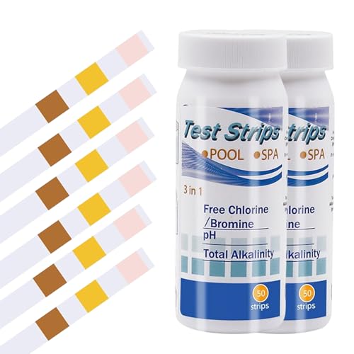 100Stk PH Teststreifen,3-in-1 Pool Tester PH und Chlor Wert Messgerät,Pooltester Messen,Streifen Wassertester Aquarium,Messstreifen Poolwasser für Cyanursäure Pool Messen,Alkalinität,Wasserhärte Teste von WLVinson