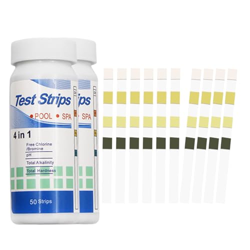 100Stk PH Teststreifen,4-in-1 Pool Tester PH und Chlor Wert Messgerät,Pooltester Messen,Streifen Wassertester Aquarium,Messstreifen Poolwasser für Cyanursäure Pool Messen,Alkalinität,Wasserhärte Teste von WLVinson