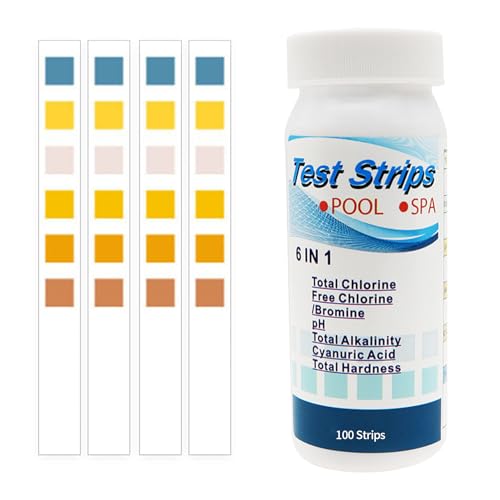 100Stk PH Teststreifen,6-in-1 Pool Tester PH und Chlor Wert Messgerät,Pooltester Messen,Streifen Wassertester Aquarium,Messstreifen Poolwasser für Cyanursäure Pool Messen,Alkalinität,Wasserhärte Teste von WLVinson