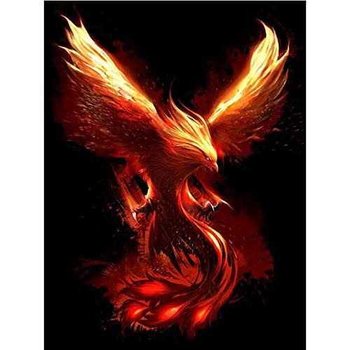 WLWIN 5D-Diamanten-Set Phoenix Vogel 5D Malerei,5D Diamant Painting Kristalle Zum Selbstaufkleben,Malen-Nach-Zahlen-Prinzip,Wanddekoration 40 * 60cm von WLWIN