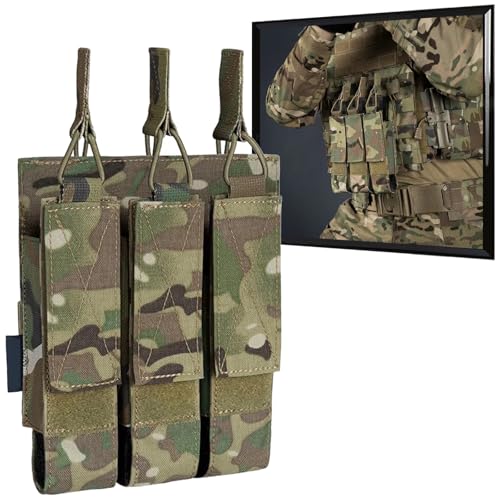 WLXW Taktische Dreifach-Magazintasche MP5/MP7 MOLLE-Magazintasche Offener Magazinhalter Für Airsoft Jagd Cosplay(RG) von WLXW