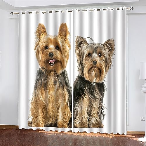 Blickdichter Vorhang Mit Ösen, Yorkshire Terrier mit Zöpfen 91.5 x 214 cm 2 Stück, Verdunkelungsvorhang Verdunkelungsvorhang Mit Blickdichten Farben, Gardinen, Blickdicht Für Das Wohnzimmer von WLXWYXZB