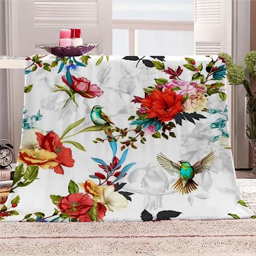 Kuscheldecken Pflaumenblüte und Vogel 150x200 cm Weich Decke Flanelldecke Weich Wohndecke Mikrofaser Sofadecke Wolldecke Für Kinder Erwachsene Decken 3D-Digitaldruck von WLXWYXZB