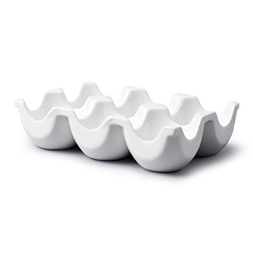 WM Bartleet & Sons 1750 Eierablage aus Keramik Traditionelle Porzellan-Aufbewahrungsbox für 6 Eier für Kühlschrank oder Küchenarbeitsplatte – Weiß, Egg Slots von WM Bartleet & Sons 1750