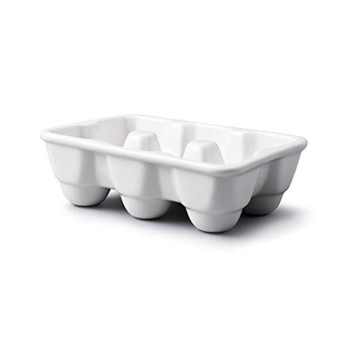 WM Bartleet & Sons 1750 Unterteilte Eierschachtel Traditionelle Porzellan-Aufbewahrungsbox für 6 Eier für Kühlschrank oder Küchenarbeitsplatte – Weiß, Egg Slots von WM Bartleet & Sons 1750