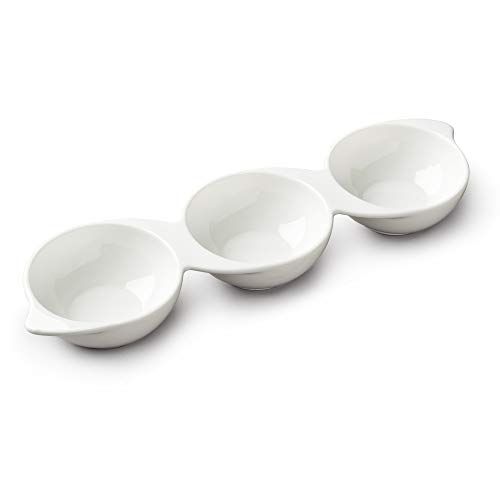 WM Bartleet & Sons Tiefe Pie-Form 1750 3-teiliger Dip-Teller – Kreis weiß von WM Bartleet & Sons 1750