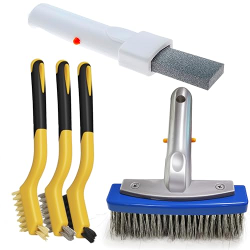 Pool-Bimsstein und 12,7 cm Edelstahl-Poolbürsten-Set mit EZ-Clip-Griff zum Entfernen von Rostflecken in Beton, Gips, Pool, Spa und Kalziumablagerung auf Poolfliese von WMANSPA