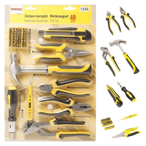 WMC Tools 49-Teiliges Umfassendes Werkzeugset - Unverzichtbares DIY-Toolkit für Haus-, Garage- und Auto-Wartung von WMC TOOLS