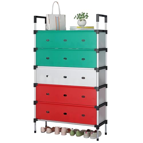 WMDMJT Schuhregal Organizer Große Kapazität Staubschutz Platzsparendes Mehrschichtiges Regal Für Flur Schlafzimmer Garderobe,6 Layers von WMDMJT