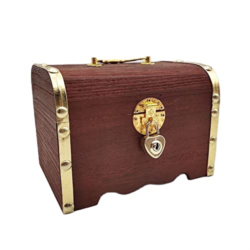 WMDSYGD Holzkiste Sparschwein Retro mit Schloss Lageränderung Sparkasten for Münzen Bargeld Schatz Sichere Geldbox Holz Handwerk Kind Geschenk Gute Geschenke (Color : L) von WMDSYGD