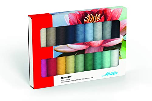 Mettler SERALON 18er Kit Nähgarn Set: Universal Garn zum Nähen oder Sticken, Nähgarn für Nähmaschine, 100% Polyester, SE18-Kit, 200m pro Rolle von Mettler