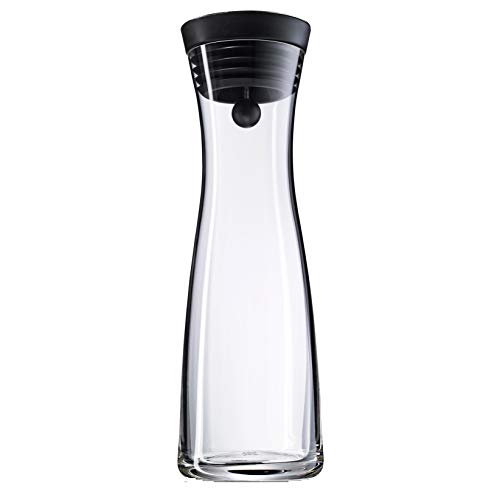 WMF Basic Wasserkaraffe aus Glas, 1 Liter, Glaskaraffe mit Deckel, Silikondeckel, CloseUp-Verschluss von WMF
