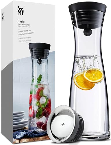 WMF Basic Wasserkaraffe aus Glas, 1 Liter, Glaskaraffe mit Deckel, Silikondeckel, CloseUp-Verschluss WMF Basic Wasserkaraffe aus Glas, 1 Liter, Glaskaraffe mit Deckel, Silikondeckel, CloseUp-Verschluss von WMF
