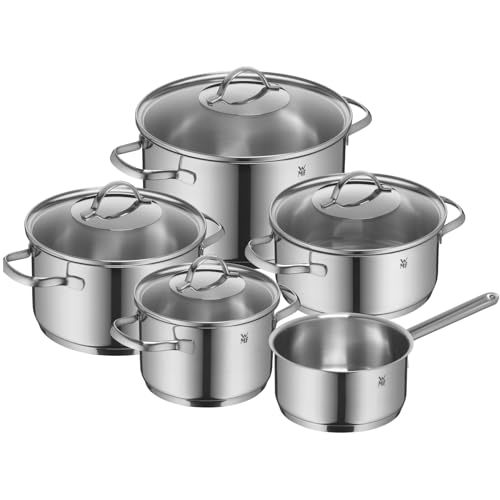 WMF Provence Plus Topfset Induktion 5-teilig, Kochtopf Set unbeschichtet mit Glasdeckel, für alle Herdarten geeignet, Induktions Töpfe Set, ohne Skalierung, Cromargan Edelstahl poliert von WMF