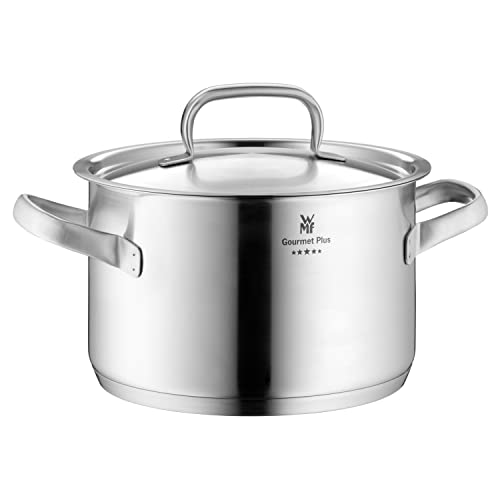 WMF Gourmet Plus Kochtopf groß 24cm, Metalldeckel mit Dampföffnung, Fleischtopf Induktion 5,7l, Cromargan Edelstahl mattiert, Innenskalierung von WMF