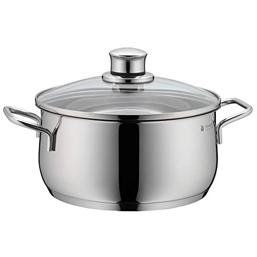 WMF Diadem Plus Kochtopf groß 24cm, Glasdeckel, Bratentopf Induktion 4,5l, Cromargan Edelstahl poliert, Nudeltopf unbeschichtet von WMF