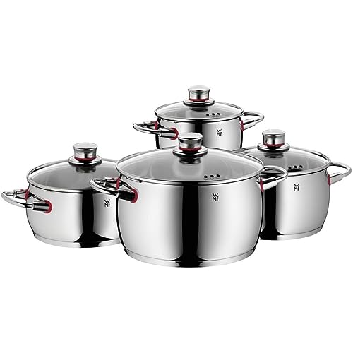 WMF Quality One Topfset Induktion 4-teilig, Kochtopf Set mit Glasdeckel, Cromargan Edelstahl poliert, Induktions Töpfe Set unbeschichtet, Dampföffnung von WMF