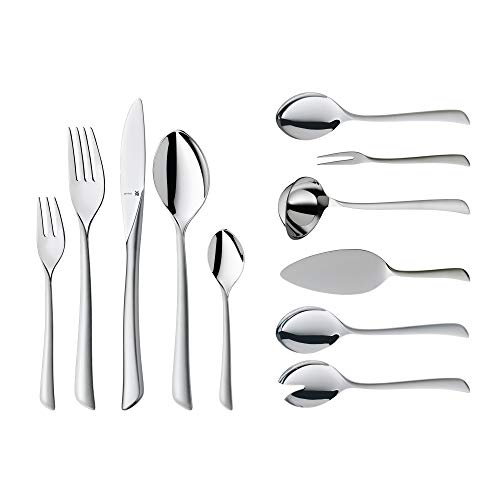 WMF Virginia Besteck Set 12 Personen, 66 teilig, 60 Teile mit Servierbesteck, Hohlheftmesser, Cromargan protect teilmattiert, kratzbeständig WMF Virginia Besteck Set 12 Personen, 66 teilig, 60 Teile mit Servierbesteck, Hohlheftmesser, Cromargan protect teilmattiert, kratzbeständig von WMF