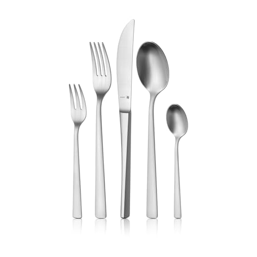 WMF Corvo Besteck Set 12 Personen, 66 teilig, 60 Teile mit Servierbesteck, Hohlheftmesser, Cromargan protect mattiert, kratzbeständig, spülmaschinenfest von WMF