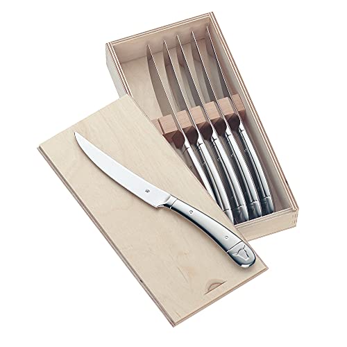 WMF Steakmesser Set 6-teilig, Pizzamesser, Cromargan Edelstahl poliert, Wellenschliff, spülmaschinengeeignet, in Holzbox WMF Steakmesser Set 6-teilig, Pizzamesser, Cromargan Edelstahl poliert, Wellenschliff, spülmaschinengeeignet, in Holzbox von WMF