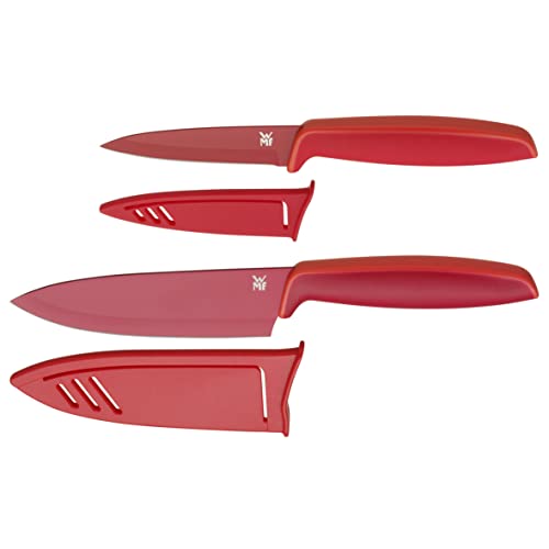 WMF Touch Messerset 2-teilig, Küchenmesser mit Schutzhülle, Spezialklingenstahl antihaftbeschichtet, scharf, Kochmesser, Gemüsemesser, rot von WMF