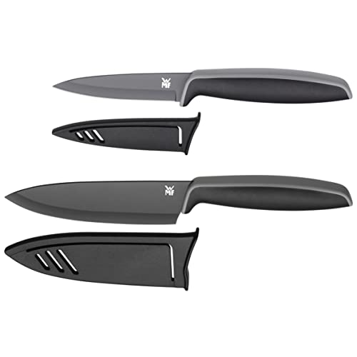 WMF Touch Messerset 2-teilig, Küchenmesser mit Schutzhülle, Spezialklingenstahl antihaftbeschichtet, scharf, Kochmesser, Gemüsemesser, schwarz von WMF