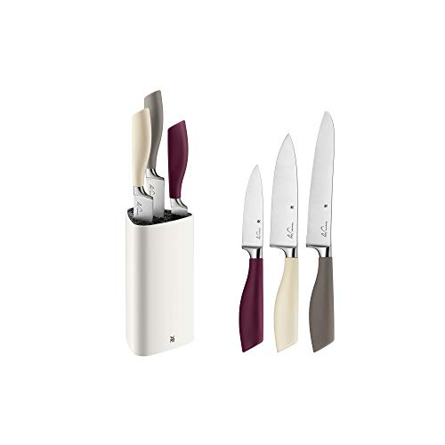 WMF ElementsJoy Messerblock mit Messerset 4-teilig, 3 Messer, Block aus Kunststoff, Spezialklingenstahl, mit Kunststoff-Bürsteneinsatz von WMF