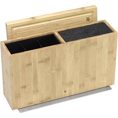 WMF 3in1 All-in-one Block, Messerblock unbestückt für 3-4 Messer, Utensilienhalter für Küchenhelfer, Toolbox, Schneidebrett, Holz, Bambus, Kunststoff-Bürsteneinsatz von WMF