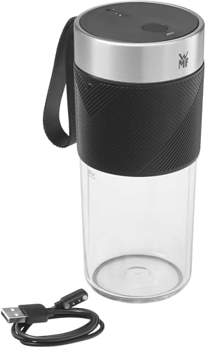 WMF Küchenminis Mix on the Go 300 ml, Mini Mixer to Go, USB Mixer Smoothie Maker, aufladbarer Personal Blender, tragbarer Mixer für Smoothies, Shakes, Cromargan von WMF