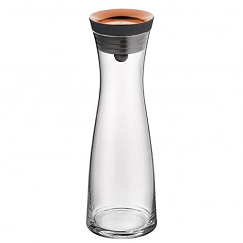 WMF Basic Wasserkaraffe aus Glas, 1 Liter, Glaskaraffe mit Deckel, Silikondeckel, CloseUp-Verschluss, kupfer von WMF